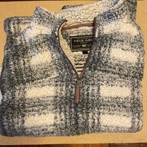 True Grit Men's Zip Up Sweater in Gray and Cream